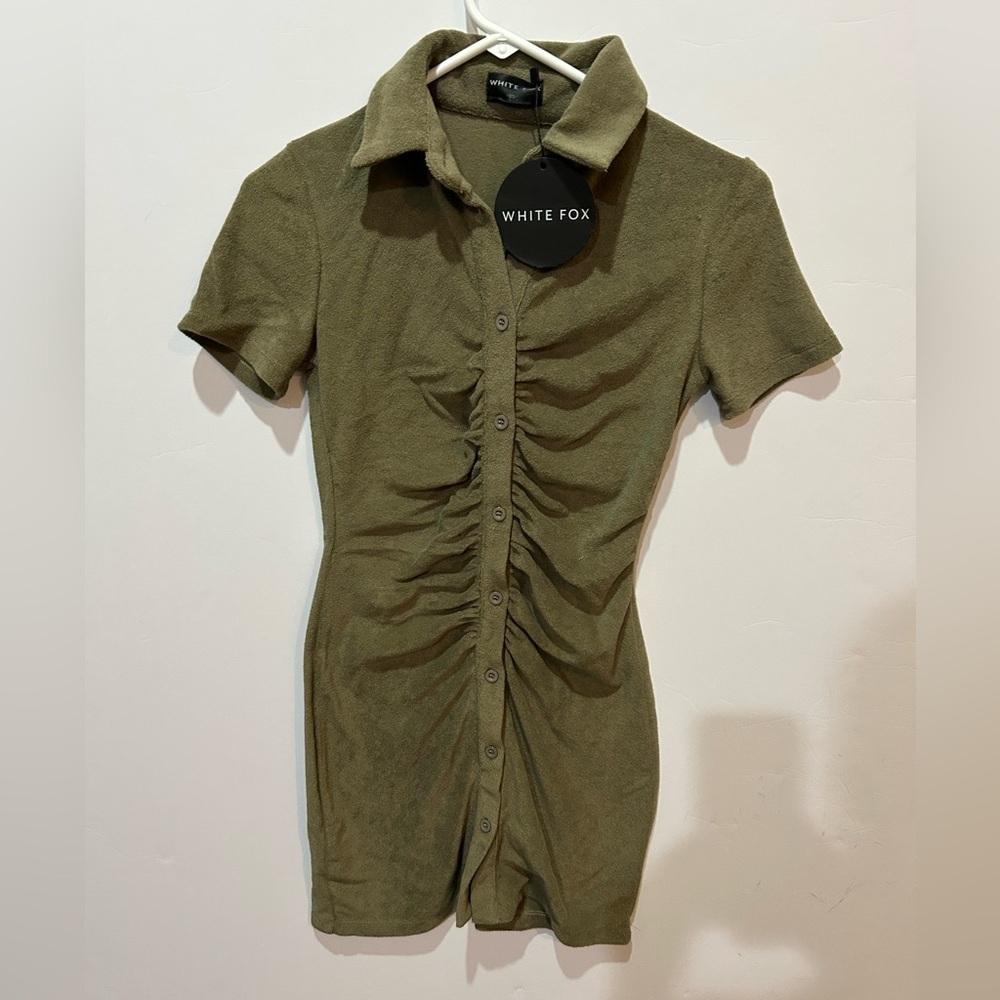 White Fox Island Escape Mini Dress khaki XS